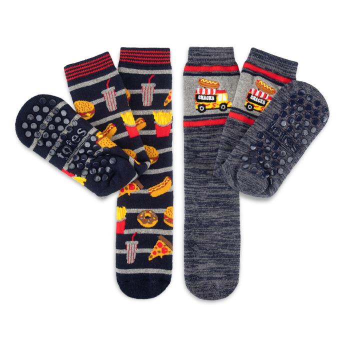 totes toasties® Kids Original Slipper-Sox (Twin Pack) Pizza Burger Extra Image 2
